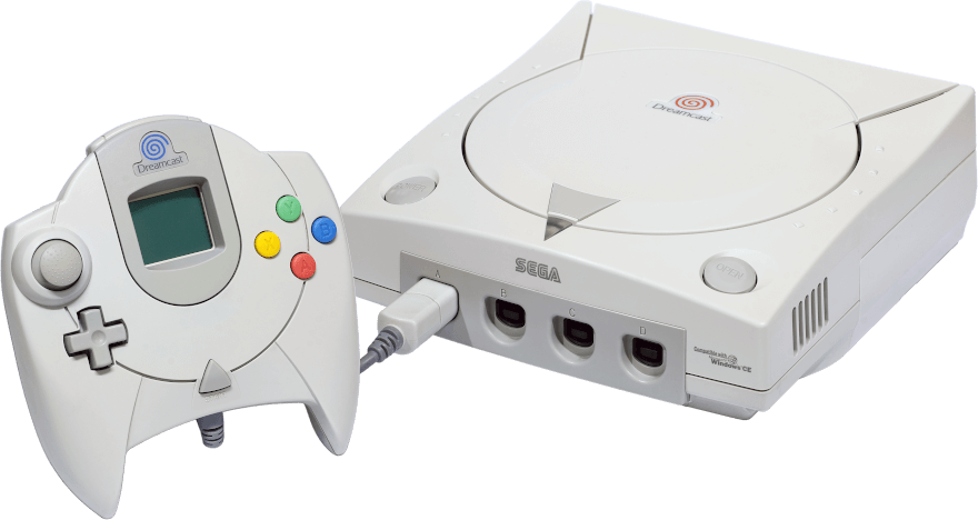 The Sega Dreamcast home console and controller